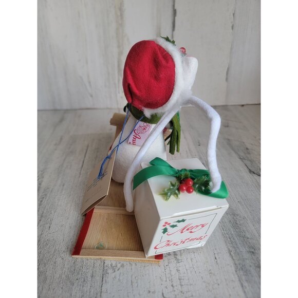 Annalee vintage white mouse on sled doll Society - Picture 3 of 6